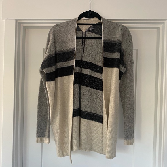Vince Neutral Striped Open Cardigan - Picture 1 of 3